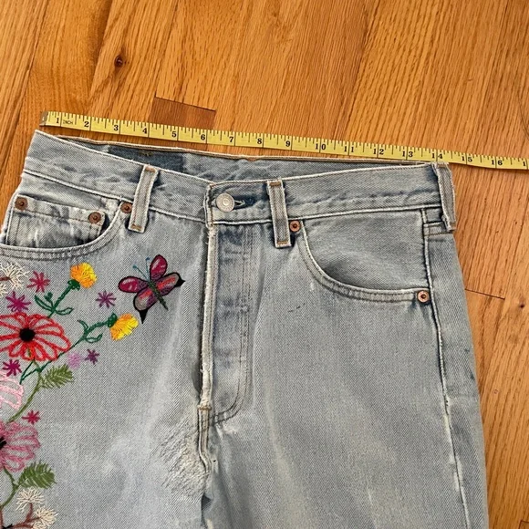 Rare Distressed custom embroidery vintage Levi 501 29x32 - Picture 2 of 13